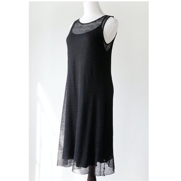 EILEEN FISHER Sheer Black Open Knit Tank Dress XS - Picture 4 of 12